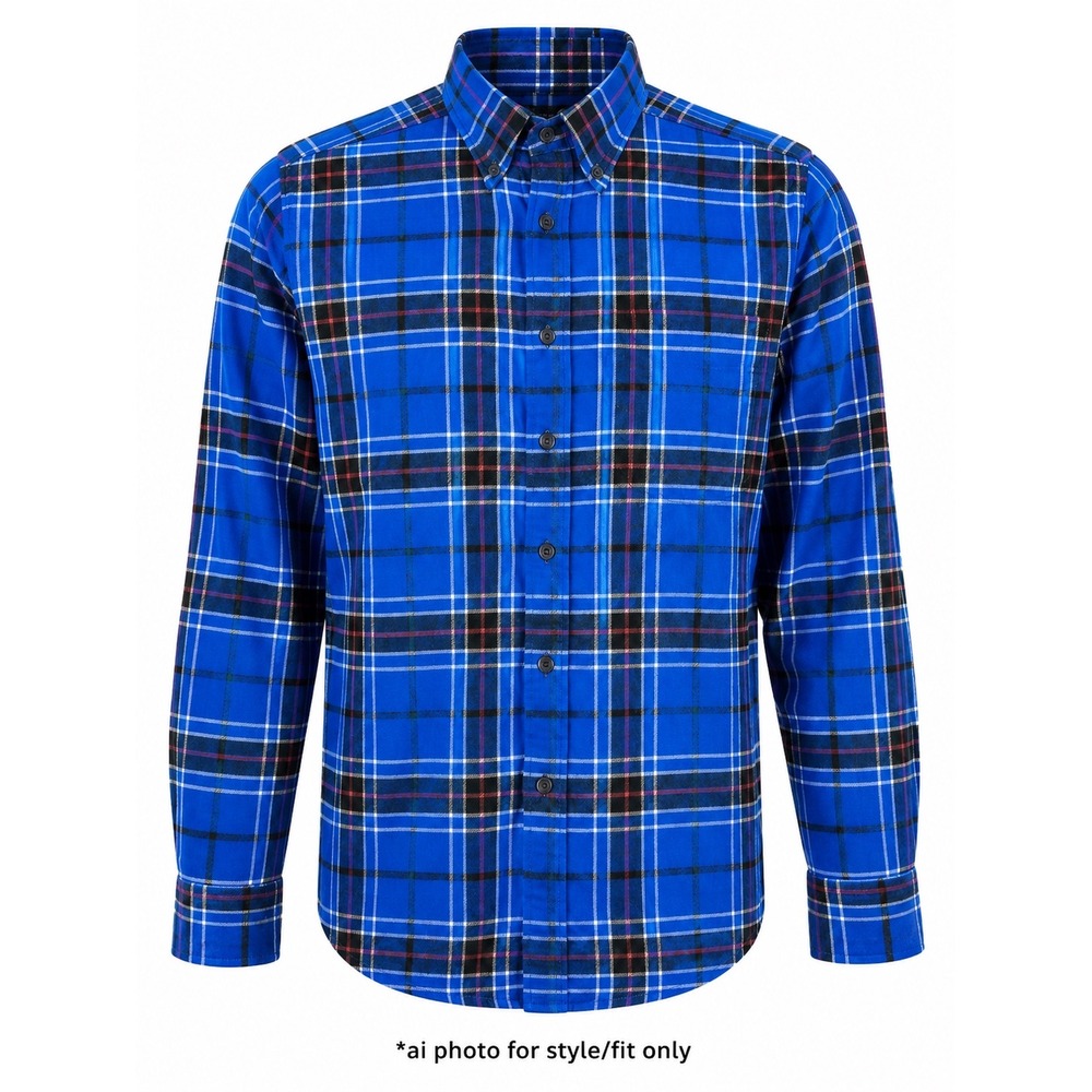 Eddie Bauer Flannel Shirt Men's Tall Large TL Classic Fit‎ Blue Plaid Button Up
